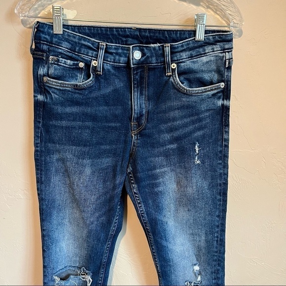 H&M & Denim Skinny Released Raw Hem Distressed Denim Jeans - Picture 2 of 10